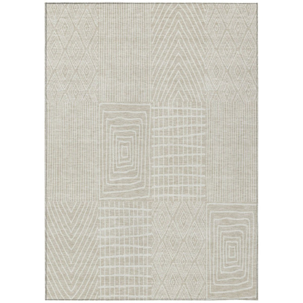 HomeRoots 9' X 12' Beige Geometric Washable Area Rug - Durable Indoor & Outdoor Design, Stain-Resistant & Versatile 596900