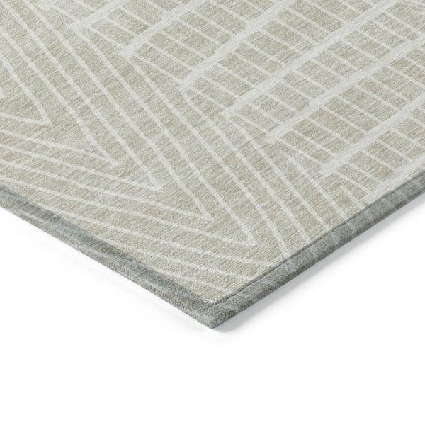 Homeroots 3' Beige And Ivory Geometric Washable Area Rug - Versatile Indoor Outdoor Design For Any Space 10' X 14' Polyester 596901