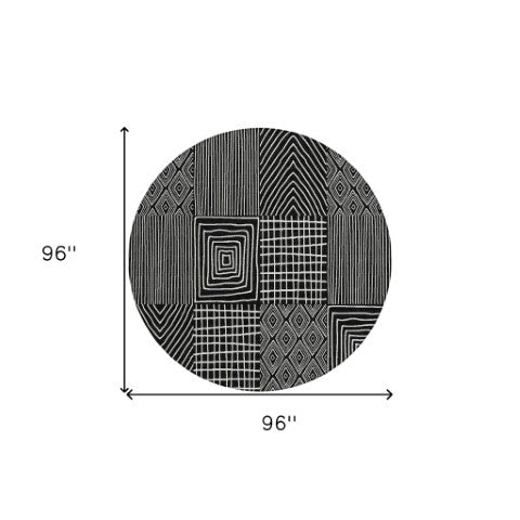 Homeroots 3' Beige And Ivory Geometric Washable Area Rug - Versatile Indoor Outdoor Design For Any Space 8' Round Polyester 596904