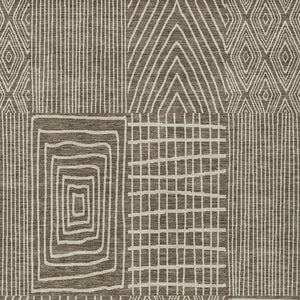 Homeroots 3' Beige And Ivory Geometric Washable Area Rug - Versatile Indoor Outdoor Design For Any Space 3' X 5' Polyester 596908