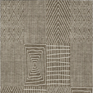 Homeroots 3' Beige And Ivory Geometric Washable Area Rug - Versatile Indoor Outdoor Design For Any Space 8' X 10' Polyester 596911