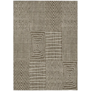 HomeRoots 9' Stylish Brown and Beige Geometric Washable Indoor-Outdoor Area Rug for Modern Spaces and Durability 596912