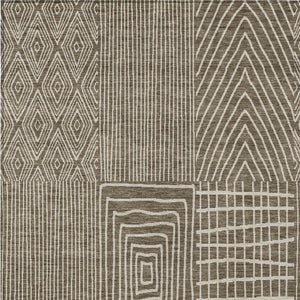 Homeroots 3' Beige And Ivory Geometric Washable Area Rug - Versatile Indoor Outdoor Design For Any Space 10' X 14' Polyester 596913