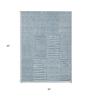 Homeroots 3' Beige And Ivory Geometric Washable Area Rug - Versatile Indoor Outdoor Design For Any Space 5' X 8' Polyester 596915