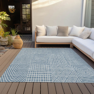 Homeroots 3' Beige And Ivory Geometric Washable Area Rug - Versatile Indoor Outdoor Design For Any Space 5' X 8' Polyester 596915