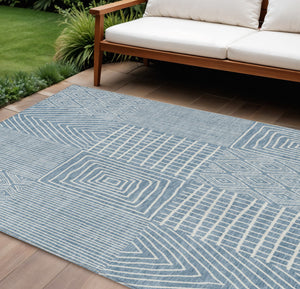 Homeroots 3' Beige And Ivory Geometric Washable Area Rug - Versatile Indoor Outdoor Design For Any Space 9' X 12' Polyester 596918