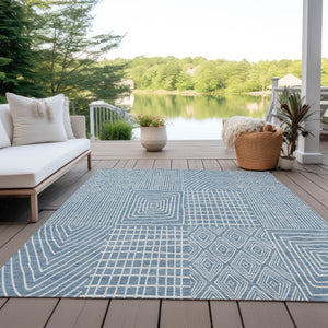 Homeroots 3' Beige And Ivory Geometric Washable Area Rug - Versatile Indoor Outdoor Design For Any Space 9' X 12' Polyester 596918