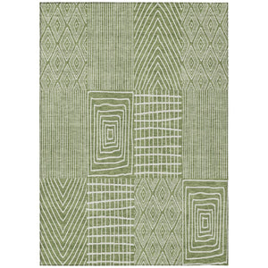 HomeRoots 5' Green and Ivory Geometric Area Rug – Durable, Washable Design for Indoor and Outdoor Spaces 5' X 8' 596921