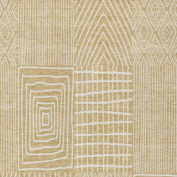 Homeroots 3' Beige And Ivory Geometric Washable Area Rug - Versatile Indoor Outdoor Design For Any Space 3' X 5' Polyester 596926