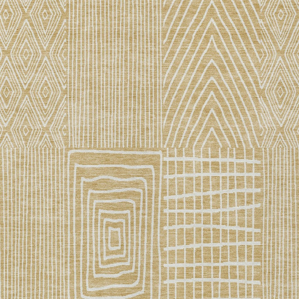 Homeroots 3' Beige And Ivory Geometric Washable Area Rug - Versatile Indoor Outdoor Design For Any Space 8' X 10' Polyester 596929