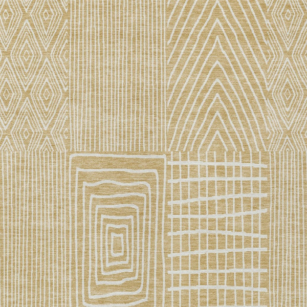 Homeroots 3' Beige And Ivory Geometric Washable Area Rug - Versatile Indoor Outdoor Design For Any Space 9' X 12' Polyester 596930