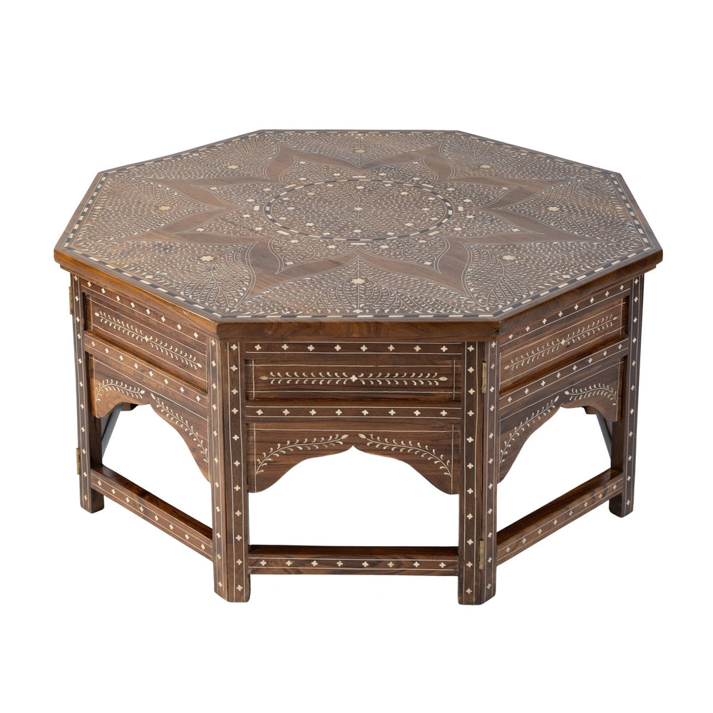 Butler Specialty Butler Mandore 42" Octagon Coffee Table With Teak Wood & Bone Inlays – Elegant, Handcrafted Charm Brown Teak Wood,Camel Bone,Inlay 5969338-butler