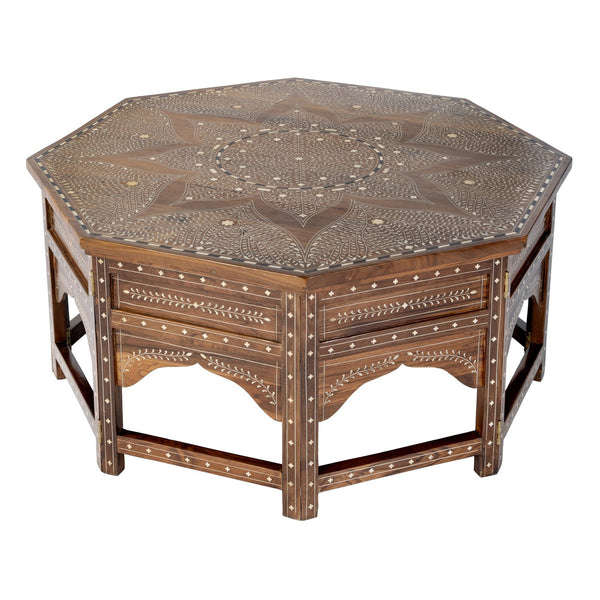 Butler Specialty Butler Mandore 42" Octagon Coffee Table With Teak Wood & Bone Inlays – Elegant, Handcrafted Charm Brown Teak Wood,Camel Bone,Inlay 5969338-butler