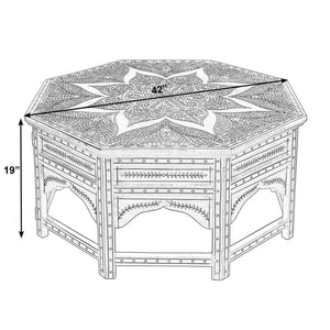 Butler Specialty Butler Mandore 42" Octagon Coffee Table With Teak Wood & Bone Inlays – Elegant, Handcrafted Charm Brown Teak Wood,Camel Bone,Inlay 5969338-butler