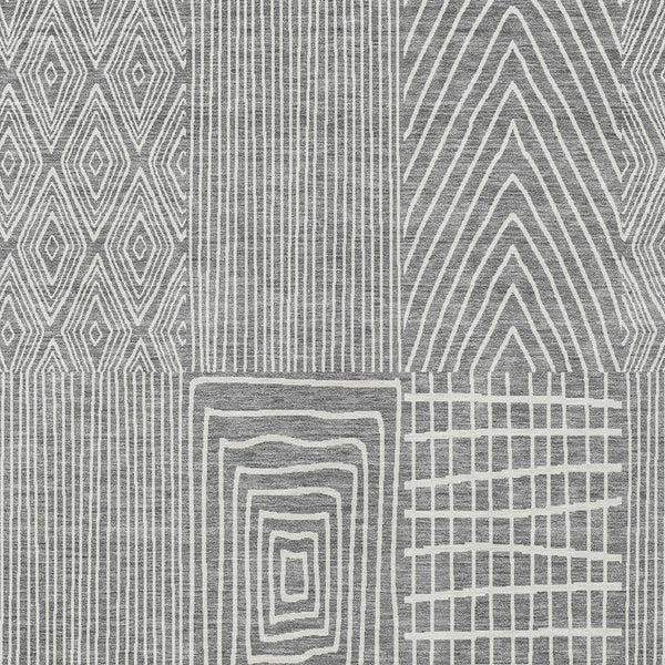 Homeroots 3' Beige And Ivory Geometric Washable Area Rug - Versatile Indoor Outdoor Design For Any Space 5' X 8' Polyester 596933