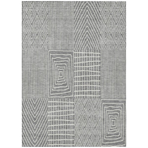 HomeRoots 5' Gray and Ivory Geometric Area Rug – Stylish, Washable, Durable for Indoor and Outdoor Spaces 10' X 14' 596937