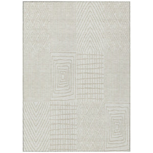 HomeRoots 5' Geometric Ivory and Beige Area Rug - Stylish, Washable, Durable for Indoor and Outdoor Use 5' X 8' 596939