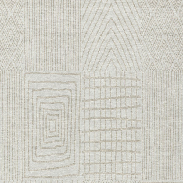 Homeroots 3' Beige And Ivory Geometric Washable Area Rug - Versatile Indoor Outdoor Design For Any Space 5' X 8' Polyester 596939