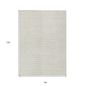 Homeroots 3' Beige And Ivory Geometric Washable Area Rug - Versatile Indoor Outdoor Design For Any Space 8' X 10' Polyester 596941