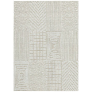 Homeroots 3' Beige And Ivory Geometric Washable Area Rug - Versatile Indoor Outdoor Design For Any Space 9' X 12' Polyester 596942