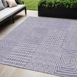 Homeroots 3' Beige And Ivory Geometric Washable Area Rug - Versatile Indoor Outdoor Design For Any Space 5' X 8' Polyester 596945