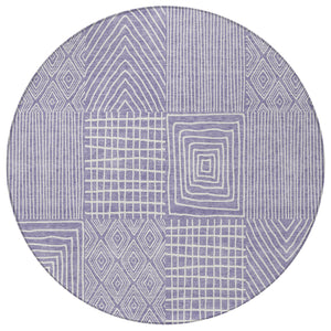 Homeroots 3' Beige And Ivory Geometric Washable Area Rug - Versatile Indoor Outdoor Design For Any Space 8' Round Polyester 596946