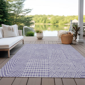 Homeroots 3' Beige And Ivory Geometric Washable Area Rug - Versatile Indoor Outdoor Design For Any Space 8' X 10' Polyester 596947