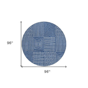 Homeroots 3' Beige And Ivory Geometric Washable Area Rug - Versatile Indoor Outdoor Design For Any Space 8' Round Polyester 596952