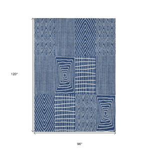 Homeroots 3' Beige And Ivory Geometric Washable Area Rug - Versatile Indoor Outdoor Design For Any Space 8' X 10' Polyester 596953