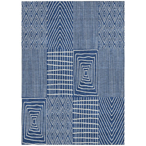 Homeroots 3' Beige And Ivory Geometric Washable Area Rug - Versatile Indoor Outdoor Design For Any Space 9' X 12' Polyester 596954