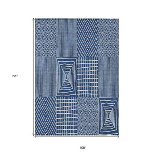 Homeroots 3' Beige And Ivory Geometric Washable Area Rug - Versatile Indoor Outdoor Design For Any Space 9' X 12' Polyester 596954