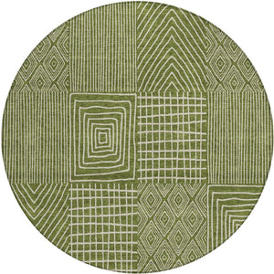 Homeroots 3' Beige And Ivory Geometric Washable Area Rug - Versatile Indoor Outdoor Design For Any Space 8' Round Polyester 596958