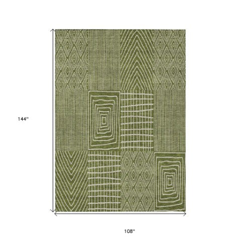 Homeroots 3' Beige And Ivory Geometric Washable Area Rug - Versatile Indoor Outdoor Design For Any Space 9' X 12' Polyester 596960