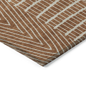 Homeroots 3' Beige And Ivory Geometric Washable Area Rug - Versatile Indoor Outdoor Design For Any Space 3' X 5' Polyester 596962