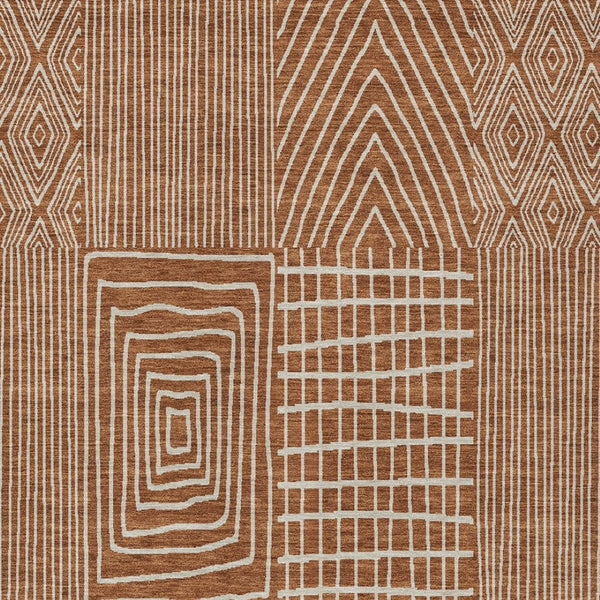 Homeroots 3' Beige And Ivory Geometric Washable Area Rug - Versatile Indoor Outdoor Design For Any Space 3' X 5' Polyester 596962