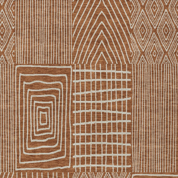 Homeroots 3' Beige And Ivory Geometric Washable Area Rug - Versatile Indoor Outdoor Design For Any Space 8' X 10' Polyester 596965