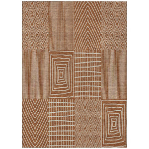 HomeRoots 9' Brown and Beige Geometric Washable Indoor-Outdoor Area Rug – Durable, Stylish, Pet-Friendly Design! 596966