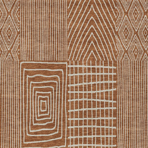 Homeroots 3' Beige And Ivory Geometric Washable Area Rug - Versatile Indoor Outdoor Design For Any Space 9' X 12' Polyester 596966