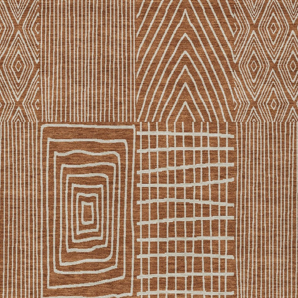 Homeroots 3' Beige And Ivory Geometric Washable Area Rug - Versatile Indoor Outdoor Design For Any Space 9' X 12' Polyester 596966