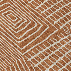 Homeroots 3' Beige And Ivory Geometric Washable Area Rug - Versatile Indoor Outdoor Design For Any Space 9' X 12' Polyester 596966
