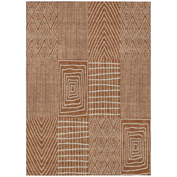 HomeRoots 5' Brown and Beige Geometric Area Rug - Stylish, Washable, Durable Design for Indoor and Outdoor Use 10' X 14' 596967