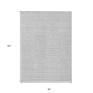 Homeroots 3' Beige And Ivory Geometric Washable Area Rug - Versatile Indoor Outdoor Design For Any Space 8' X 10' Polyester 596971