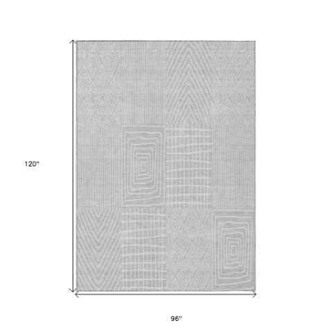 Homeroots 3' Beige And Ivory Geometric Washable Area Rug - Versatile Indoor Outdoor Design For Any Space 8' X 10' Polyester 596971