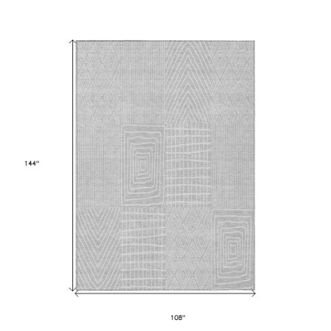 Homeroots 3' Beige And Ivory Geometric Washable Area Rug - Versatile Indoor Outdoor Design For Any Space 9' X 12' Polyester 596972