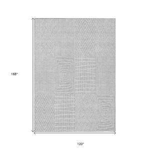 Homeroots 3' Beige And Ivory Geometric Washable Area Rug - Versatile Indoor Outdoor Design For Any Space 10' X 14' Polyester 596973