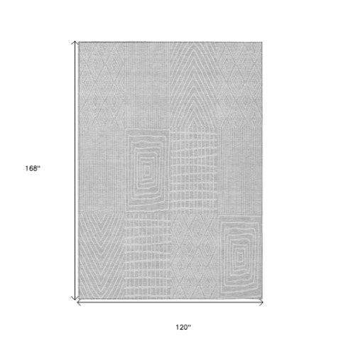 Homeroots 3' Beige And Ivory Geometric Washable Area Rug - Versatile Indoor Outdoor Design For Any Space 10' X 14' Polyester 596973