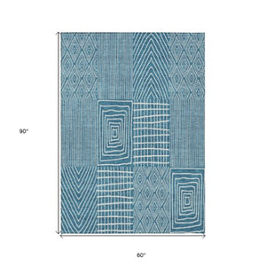 Homeroots 3' Beige And Ivory Geometric Washable Area Rug - Versatile Indoor Outdoor Design For Any Space 5' X 8' Polyester 596975