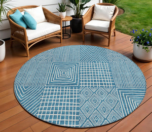 Homeroots 3' Beige And Ivory Geometric Washable Area Rug - Versatile Indoor Outdoor Design For Any Space 8' Round Polyester 596976