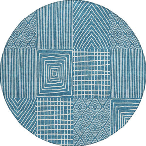 Homeroots 3' Beige And Ivory Geometric Washable Area Rug - Versatile Indoor Outdoor Design For Any Space 8' Round Polyester 596976