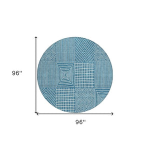 Homeroots 3' Beige And Ivory Geometric Washable Area Rug - Versatile Indoor Outdoor Design For Any Space 8' Round Polyester 596976